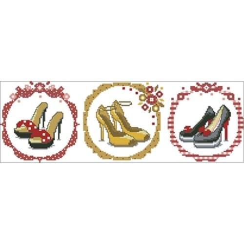 Three pairs of high heels Counted Cross Stitch 11CT 14CT 18CT DIY Cross Stitch Kits Embroidery Needlework Sets home decor