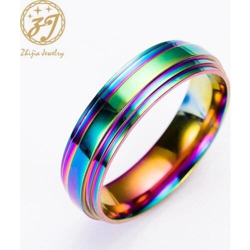 Zhijia Titanium Fashion Simple Ring Woman Men Fashion Stainless Steel Ring Colour Scrub Rings Stainless Steel Rings For Women