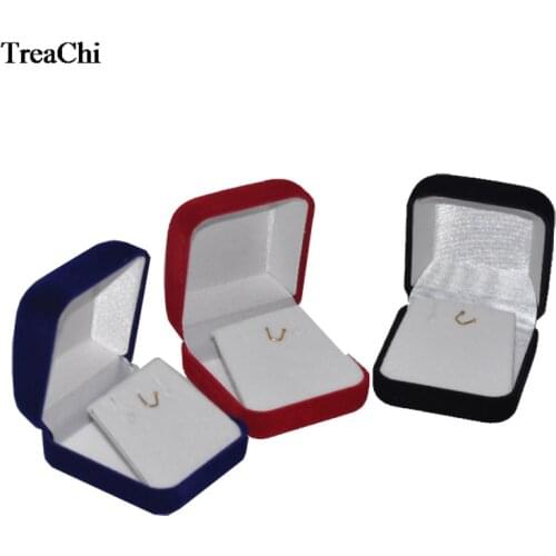 1Pc Black/Red/Blue Blocked Velvet Wedding Jewelry Earring Storage Box Engagement Pendant Stud Package Gift Box