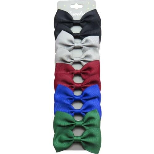 10PCS/SET With Card Dark Colors Boutique Grosgrain Ribbon Girl Bows Hair Clips Bow Hair Accessories Creativity Hairpin Headwear