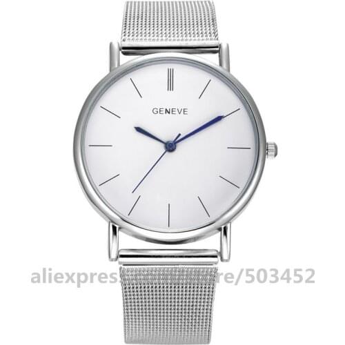 100pcs/lot Stud Scale Women Watches Factory Price Friend Gifts Reloj Mesh Belt Fashion Simple Blue Pointer Watches