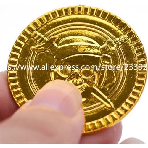 100pc Funny Plastic Captain Pirate Treasure Gold Coins Caribbean Party Props Toys Game Currency Party Supplies Easter Day 8Z