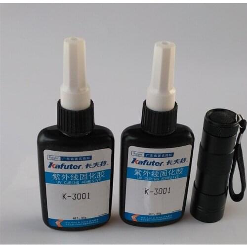 2pcs Kafuter 50g K-3001 UV glue +portable UV flashlight small area adhesive glue surface and filling glue clear repair glue