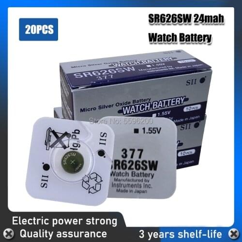 20pc FOR SEIZAIKEN 100% Original 377 SR626SW SR626 AG4 1.55V Silver Oxide Watch Battery Button Coin Cell MADE IN JAPAN