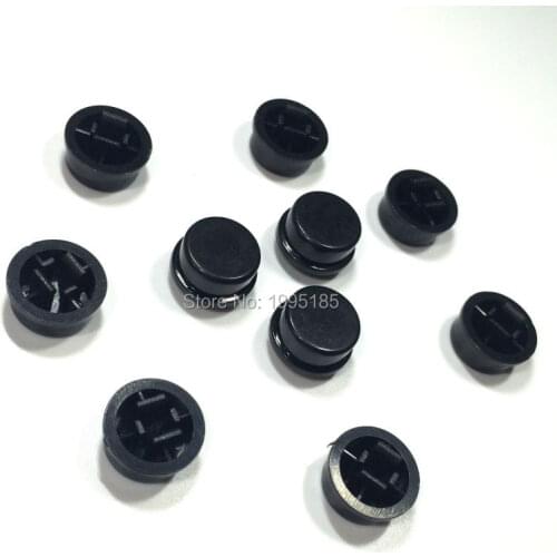 30pcs Black Round Tactile Button Caps For 12 *12 *7.3mm Tact Switches Plastic Swirch Key Cap