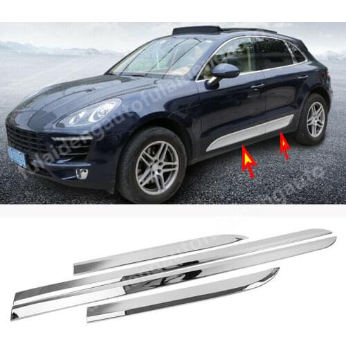 For Porsche Macan 2014-2019 Chrome Side Skirt Door Moulding Plate Cover Trim 4pcs car modification