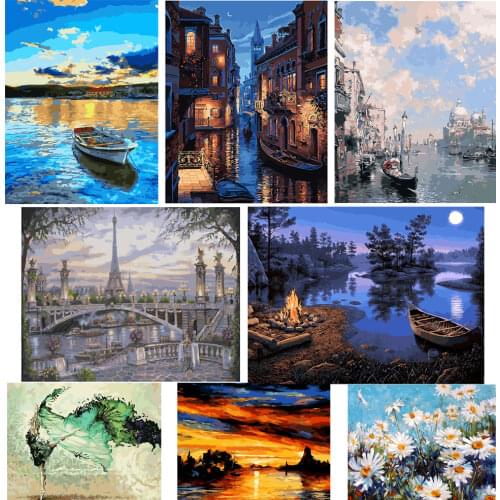 40*50CM Frameless DIY Digital Oil Painting Bedroom Landscape Flower Decorative Oil Painting By Numbers Kit