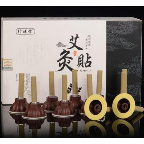 60pcs/box Moxa Stick Moxibustion Smokeless Roll Mini Self-adhesive Acupuncture Massage Sticker Artemisia Box Holder Roller Crea