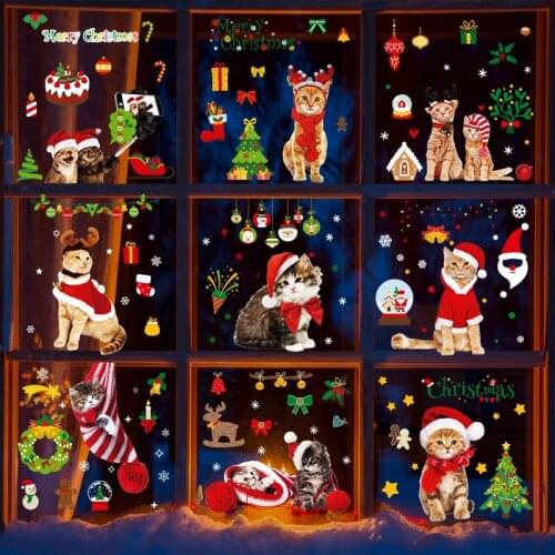 9pcs Window Stickers Wall Sticker Merry Christmas Santa Claus Household DIY Wall Decals Murals for Home Birthday Wedding Decorat