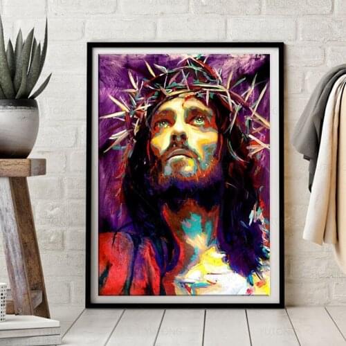 Abstract Jesus Canvas Paintings On The Wall Posters And Prints King Of Kings Graffiti Art Canvas Pictures Home Wall Decoration