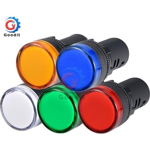 AD16-22DS Panel Mount Signal Power Led Indicator Light Pilot Signal LED Lamp Flash Buzzer AC DC 110V 220V Flash Alarm Indicator