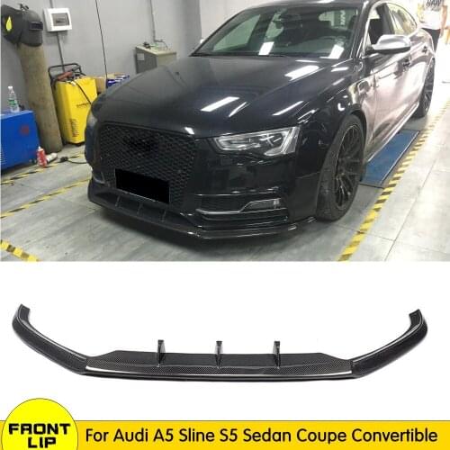 Carbon Fiber Car Front Lip Spoiler Splitter for Audi S5 Sedan & Coupe & Convertible 2012-2017 Head Bumper Chin Shovel Protector