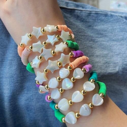 5Pcs New Colorful soft ceramic bracalets heart / star shell Friendship Bracelet for gift
