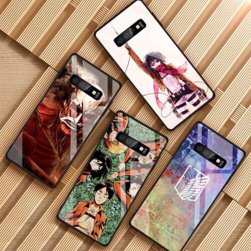 Attack on Titan Tempered Glass Phone Case For Samsung Galaxy S8 S9 S10 S20 PLUS J6 J8 2018 NOTE 8 9 10 Cover Shell