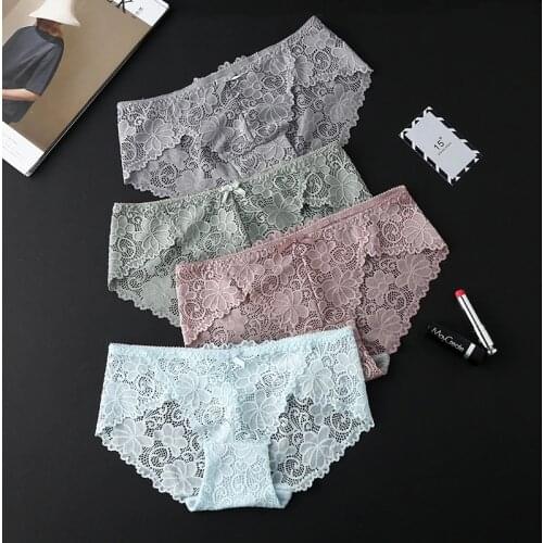 Deruilady Elegant Lace Panties Women Super Soft Breathable Briefs Low Rise Floral Hollow Out Quality Women Panties Sexy Lingerie