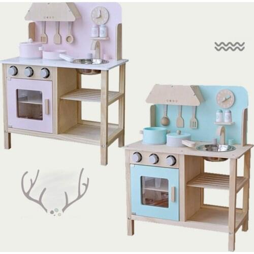 Childrens Wooden Play House Toys Kitchen Toys Simulation Wooden Stove Home Boys Girls Gifts
