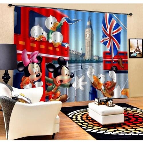 Disney Mickey Minnie Mouse Donald Duck Curtain Blackout Home Living Room Bar Decoration Boys Girls Bedroom Decorations Gifts