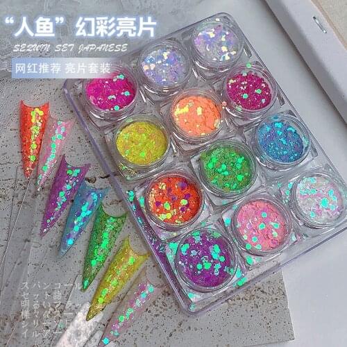 Nail Art Holographic Laser Round Mixed Color Sequins Symphony Hexagonal Nail Glitter Butterfly Star Shape Mixed DIY Nail Art Set