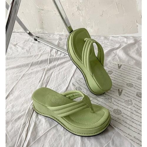 House Slippers Platform Rubber Flip Flops Female Shoes Luxury Slides Hawaiian 2021 Designer Flat Summer PU Rome Fashion Flat Sho