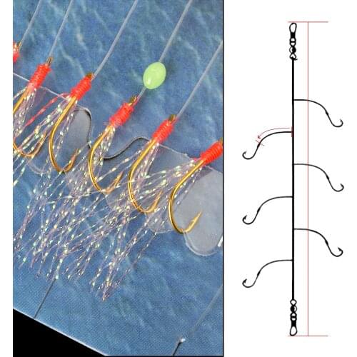 FISH KING 3packs 4#-10# Luminous Japan Saltwater Fish Skin Sabiki Hook Maruseigo Sea Boat Fishing Sabiki Rigs Fishing Lure Hook