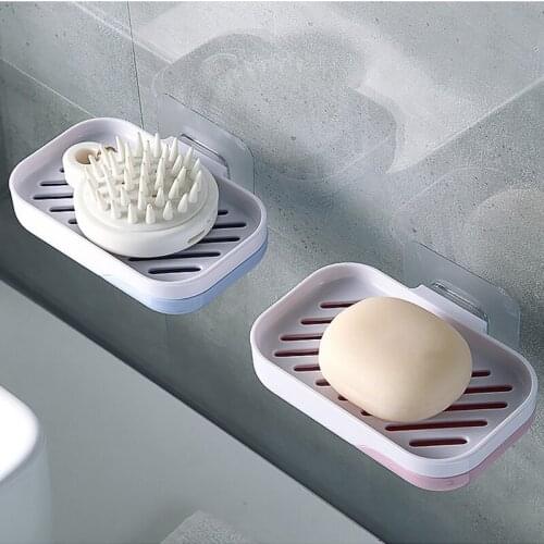 New Single Layer/Double Layer Drain Soap Box Bathroom Take A Shower Wall Mounted Soap Bar Distributor Travel Organizer Case