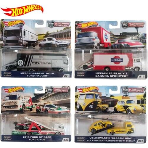 Original Hot Wheels Car Cultural Team Transport Car Toys for Boys Trailer Truck Alloy Car Hotwheels Model Toys Tractor Juguetes