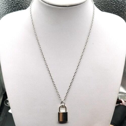 Punk Chain Silver Color with Lock Necklace for Women Men Padlock Pendant Necklace 2021 Statement Gothic Fashion Jewelry