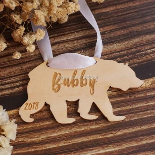 Bear Babys First Christmas Ornament - personalized Wooden Ornament - new baby gift - birth details - stocking stuffer gift
