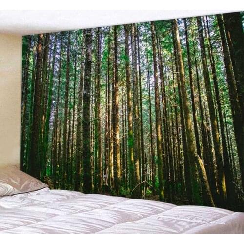 Forest scenic Tapestry Green Landscape Wall Hanging Tapestries Bedspread Yoga Mat Beach Towel Table Picnic Blanket