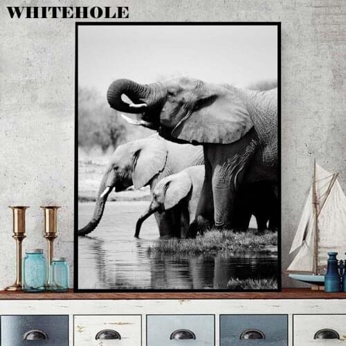 Posters and Prints Wall Art Canvas Painting, Modern African Animal Elephant Posters Wall Art Pictures For Living Room Home Decor