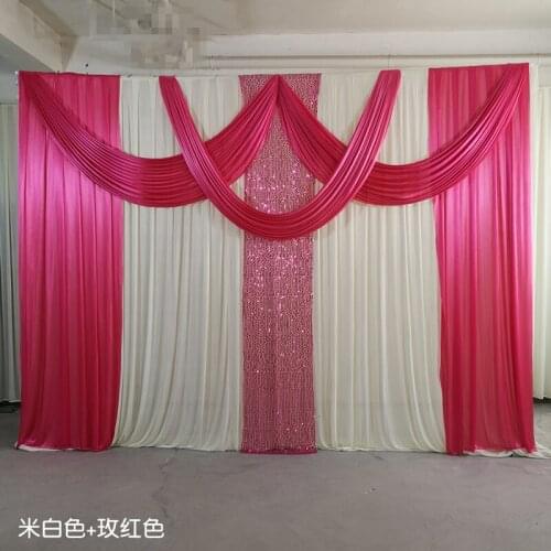 3x4m ice silk chiffon fabric elegant and luxury wedding backdrop swags drape curtain for wedding stage decoration event party