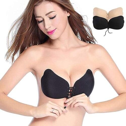 Silicone Lifting Sticky Seamless Strapless Push Up Bra Self Adhesive Invisible Backless Plunge Bras With Buckle For Women Bras