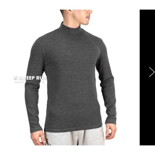 Turtle Collar Mens Merino Wool Long Sleeve Top, Mens Merino Wool Base Layer, Mens Merino Wool Thermal Top,Heavy Strethable Rib