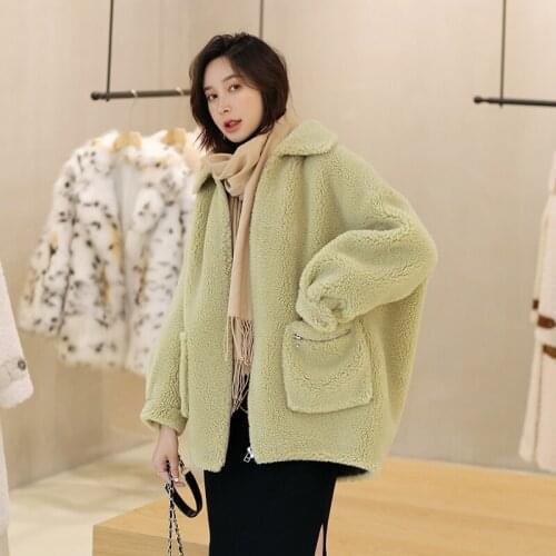 Fur Korean Solid Real Sheep Shearing Winter Coat Wool Jacket Women Clothes 2020 Manteau Femme 22622 YY2274