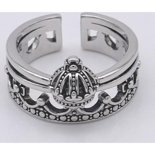 Retro European Style Wave Crown Hollow Open Ring For Women Adjustable Open Mens Rings Party Jewelry Accessories Gifts