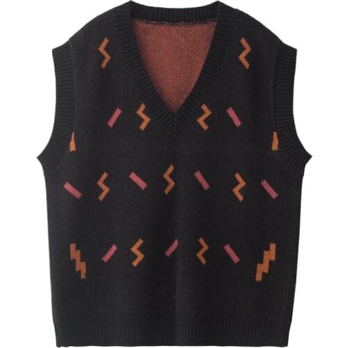 Women 2020 Sweet Fashion Floral Embroidery Knitted Pullover Vest Sweater Vintage V-neck Sleeveless Female Waistcoat Loose Tops