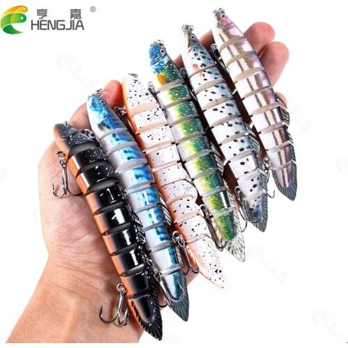 14PCS Jointed Wobbler Fishing 9 segements Minnow Artificial Bait 14CM 21.4G Multi-section Fish Biocnic Bass Pike Fishing