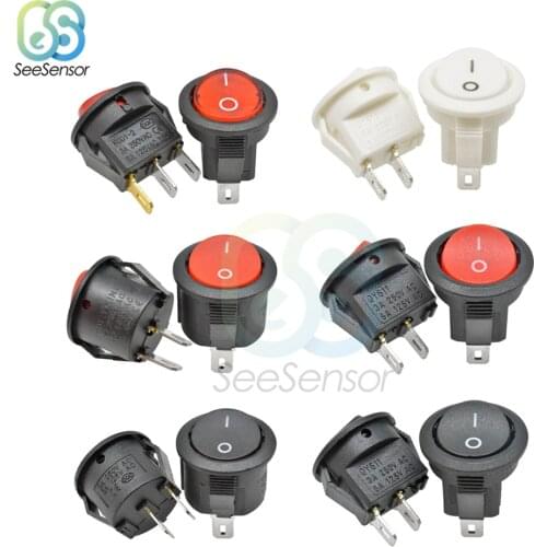 2Pcs ON/OFF Mini Round Rocker Switch Plastic Push Button Switch 3A 250VAC 6A 125VAC