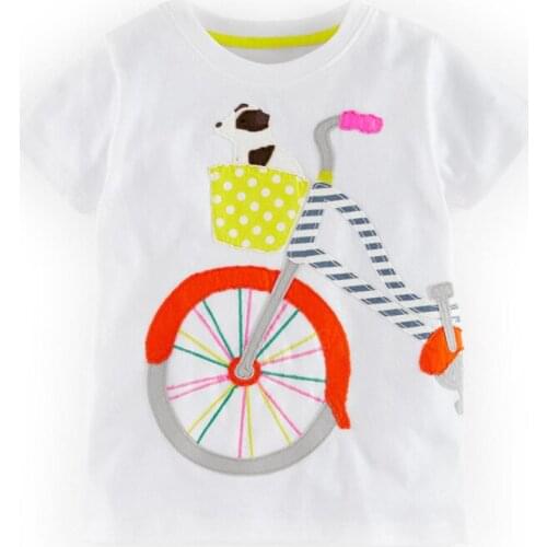 2016 Special Offer Fashion Style Summer Childrens Baby Boys Girls T-Shirt Cartoon Bicycle Puppy Boy T-Shirt Kids Tops Tees 2-7Y