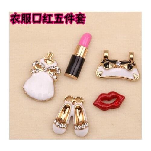 4pcs per lot Alloy lipstick bag shoes lip cloth 5pcs Set Phone DIY C brand Decoration