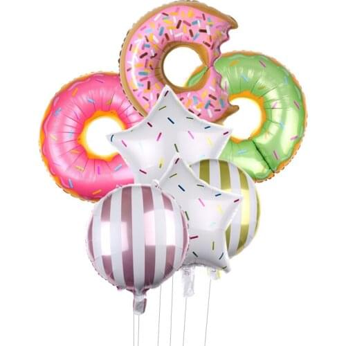7pcs/lot Doughnut Foil Balloons Ice Cream Balloon Children Globos Birthday Party Decorations Gender reveal Decor Baby Shower
