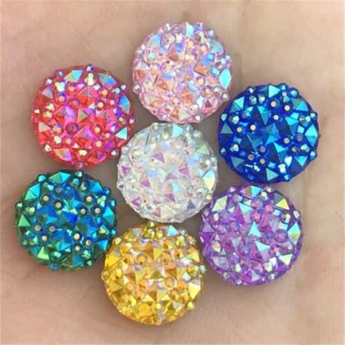 80PCS AB Resin 12mm Round Resin Flatback rhinestone scrapbook crafts