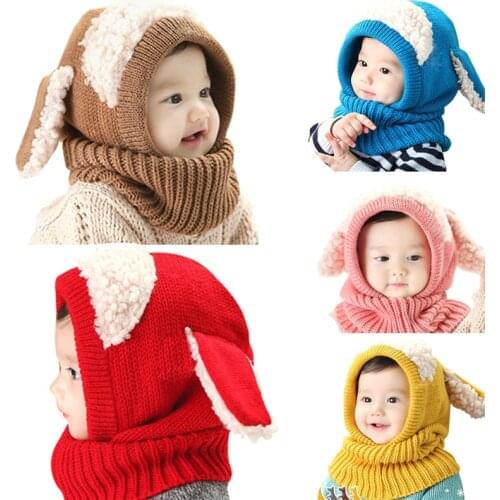 9 Styles Kids Winter Hats Girls Boys Children Crochet Warm Caps Scarf Set Baby Bonnet Enfant Cartton Cute Hat Christmas Gifts