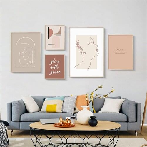 Abstract Women Figure Line Drawing Wall Art Poster Geometry Art Print Quotes Canvas Painting Nordic Pictures Living Room Decor