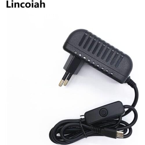 AC 100-240V DC 5V 3A Power Supply Switch Button Power Adapter Supply Micro USB Port 5 V Volt for Raspberry Pi 3 Model B+ plus