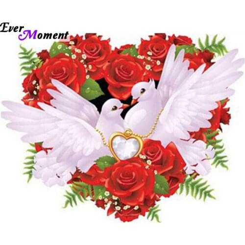 Dove rose heart diamond painting cross stitch ful 5D diamond embroidery wedding decoration square christmas gift ASF353