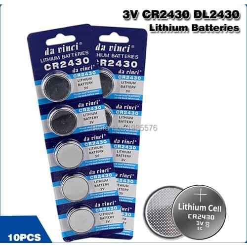 10PCS Button Battery CR2430 3V Electronic Lithium Coin Cell Batteries DL2430 BR2430 ECR2430 KL2430 EE6229 Watch Toy Headphone