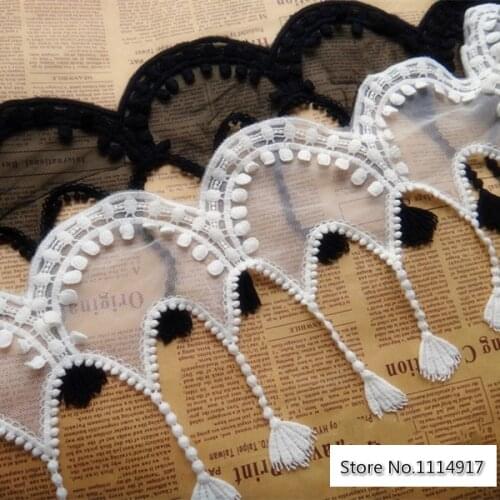 Free Shipping Soft Gauze Embroidery Lace Trim Lace Tassel DIY 18cm 3Yds/lot