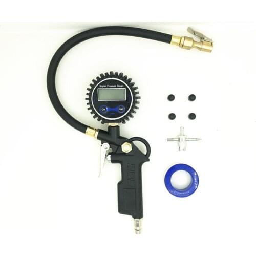 Digital Tire Pressure Gun 200 PSI European Style Quick Connect Connector with Tire Repair Tool Accessories Tire Inflating Gauge