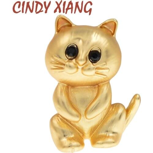 CINDY XIANG New Cat Brooches Black Rhinestone Eyes For Women And Men Fashion Animal Pin Brooch Kids Cute Jewelry High Quality